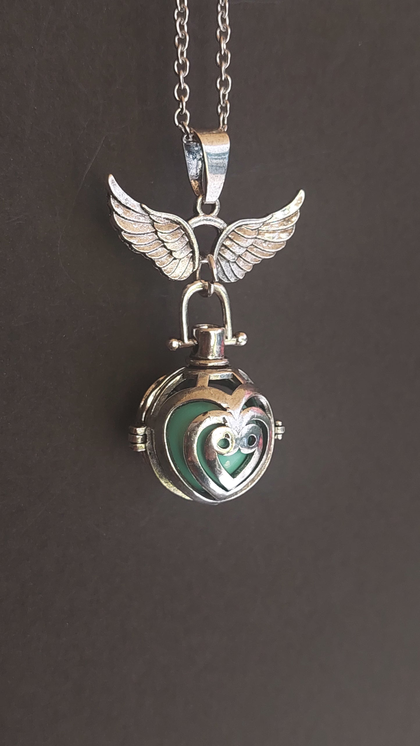 Llamador de Ángeles / Esfera Corazónes y 2 alas menta