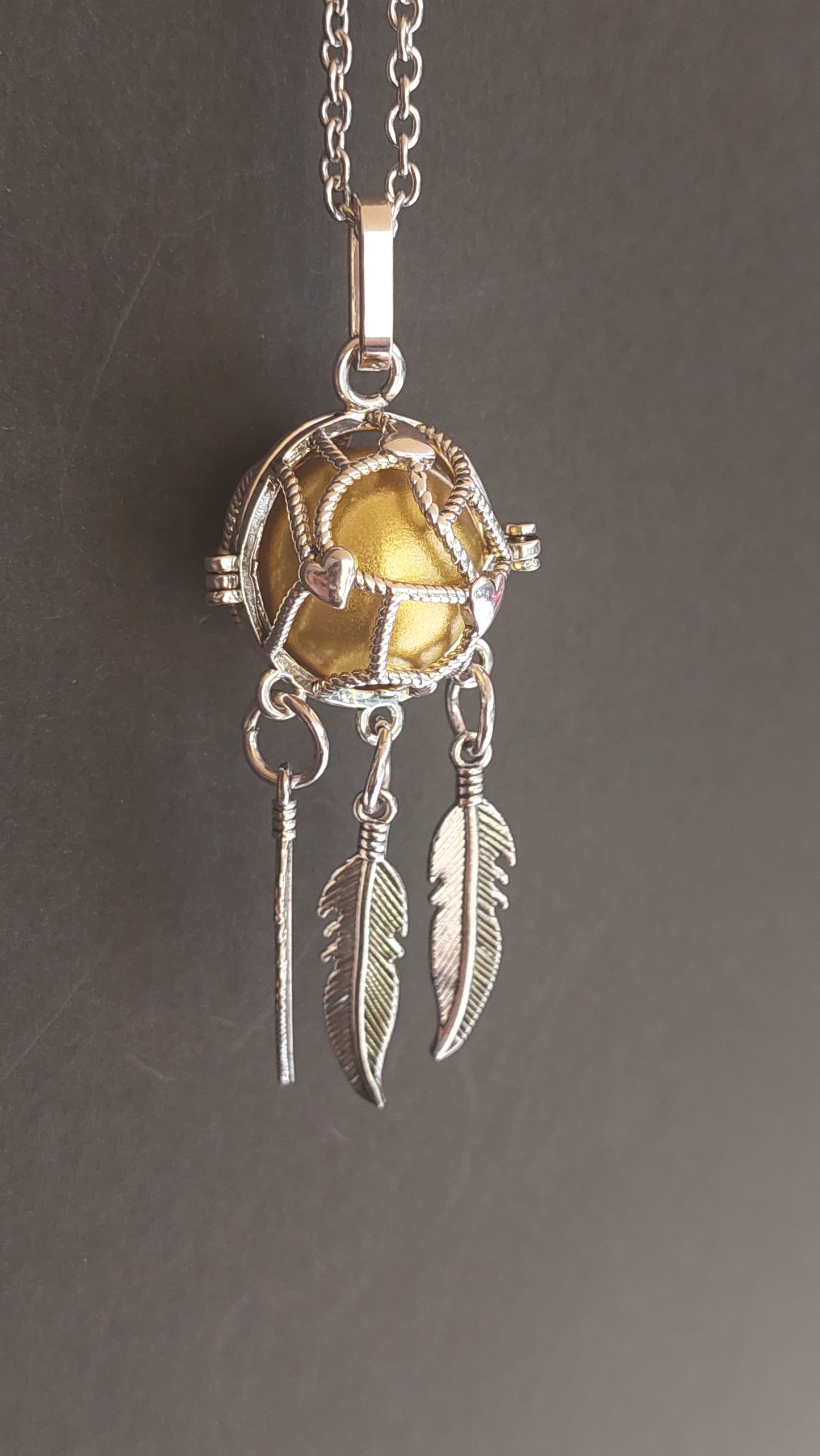 Llamador de Ángeles / Atrapasueños Malla Corazónes Oro