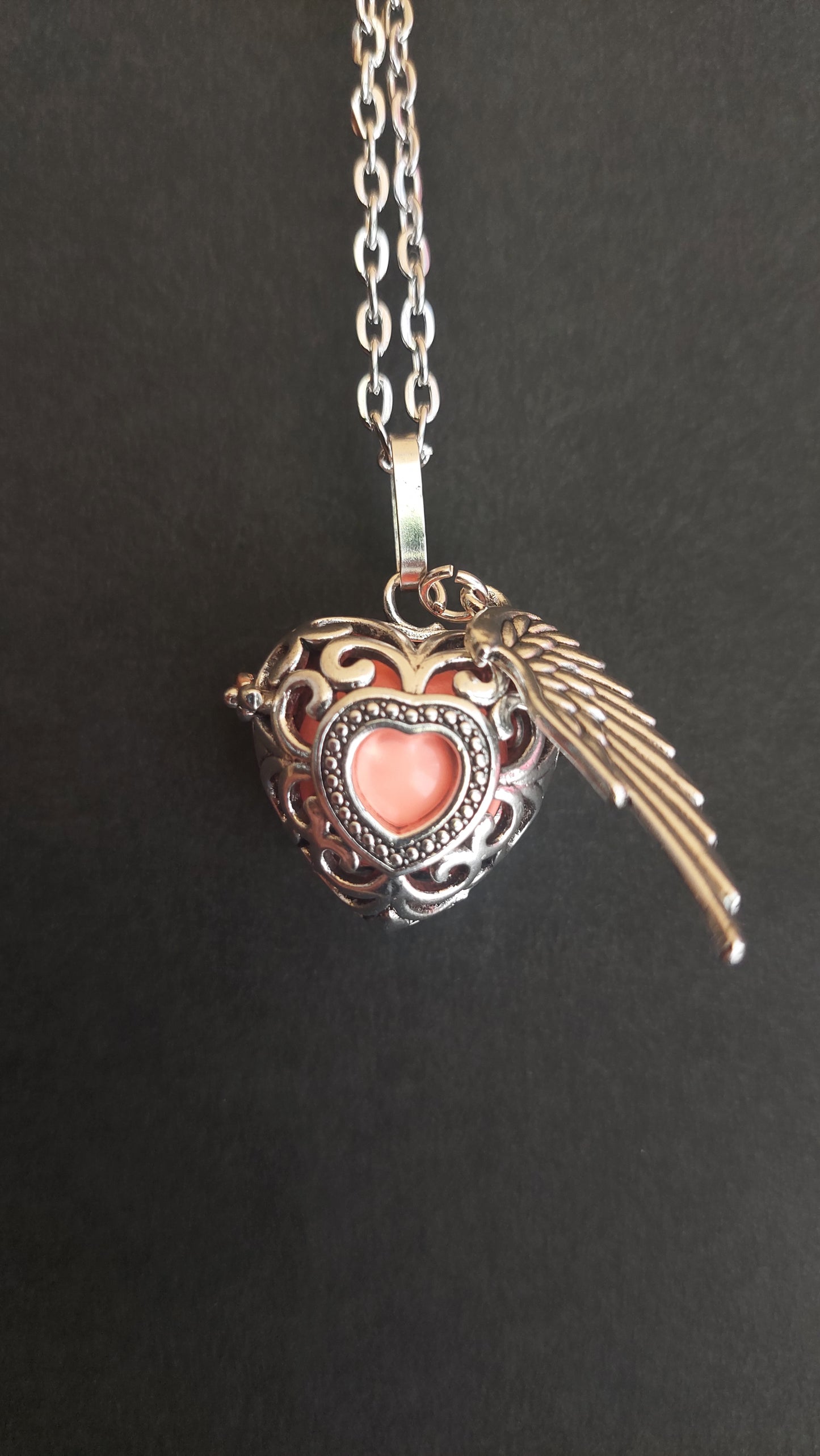 Llamador de Ángeles / Corazón Coral con 1 ala