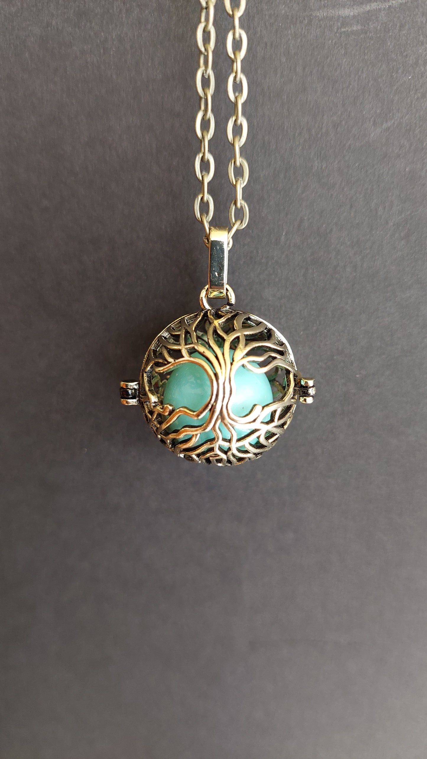 Llamador de Ángeles / Esfera DORADO ANTIGUO con Arbol de la Vida Menta