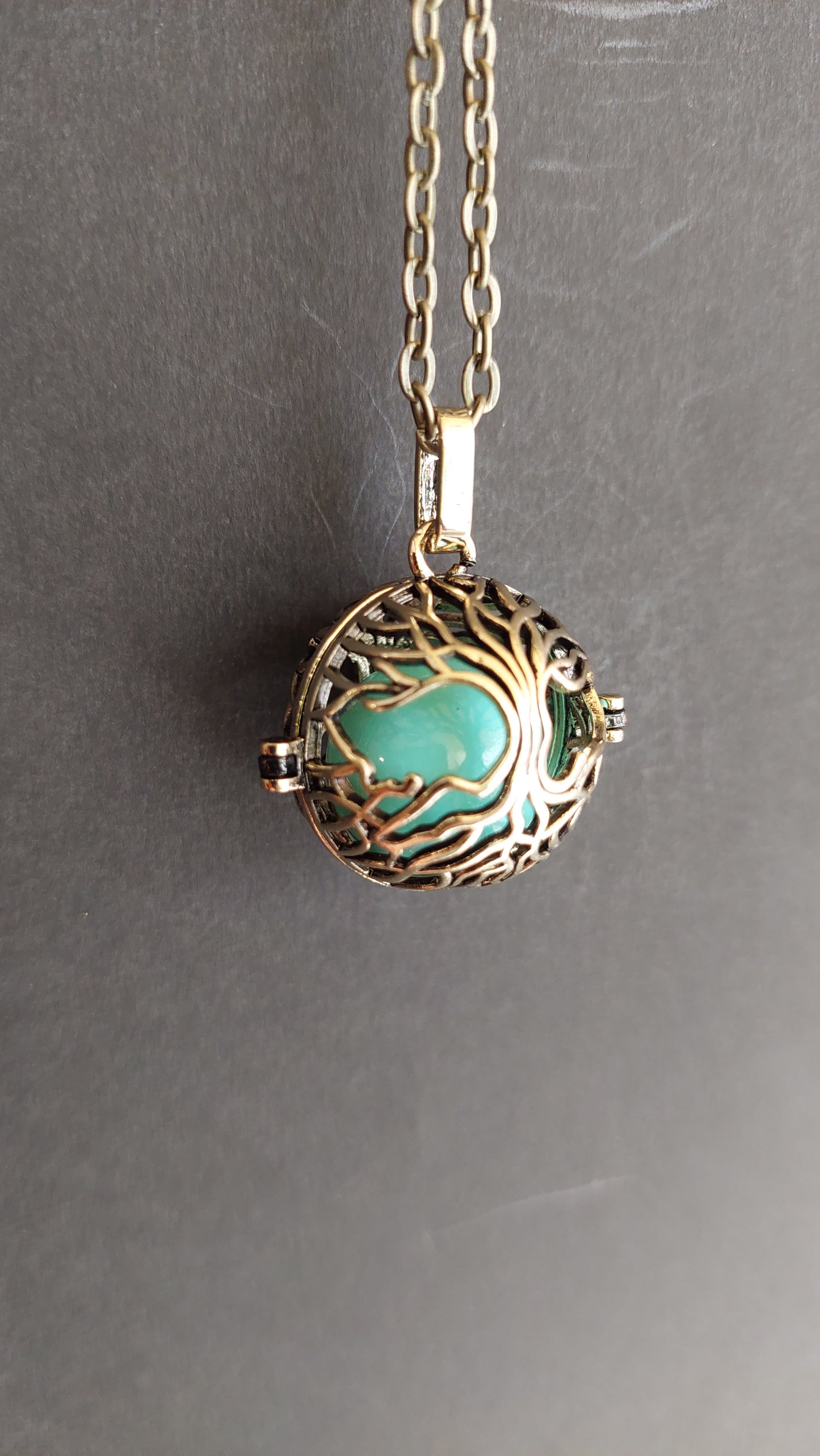 Llamador de Ángeles / Esfera DORADO ANTIGUO con Arbol de la Vida Menta