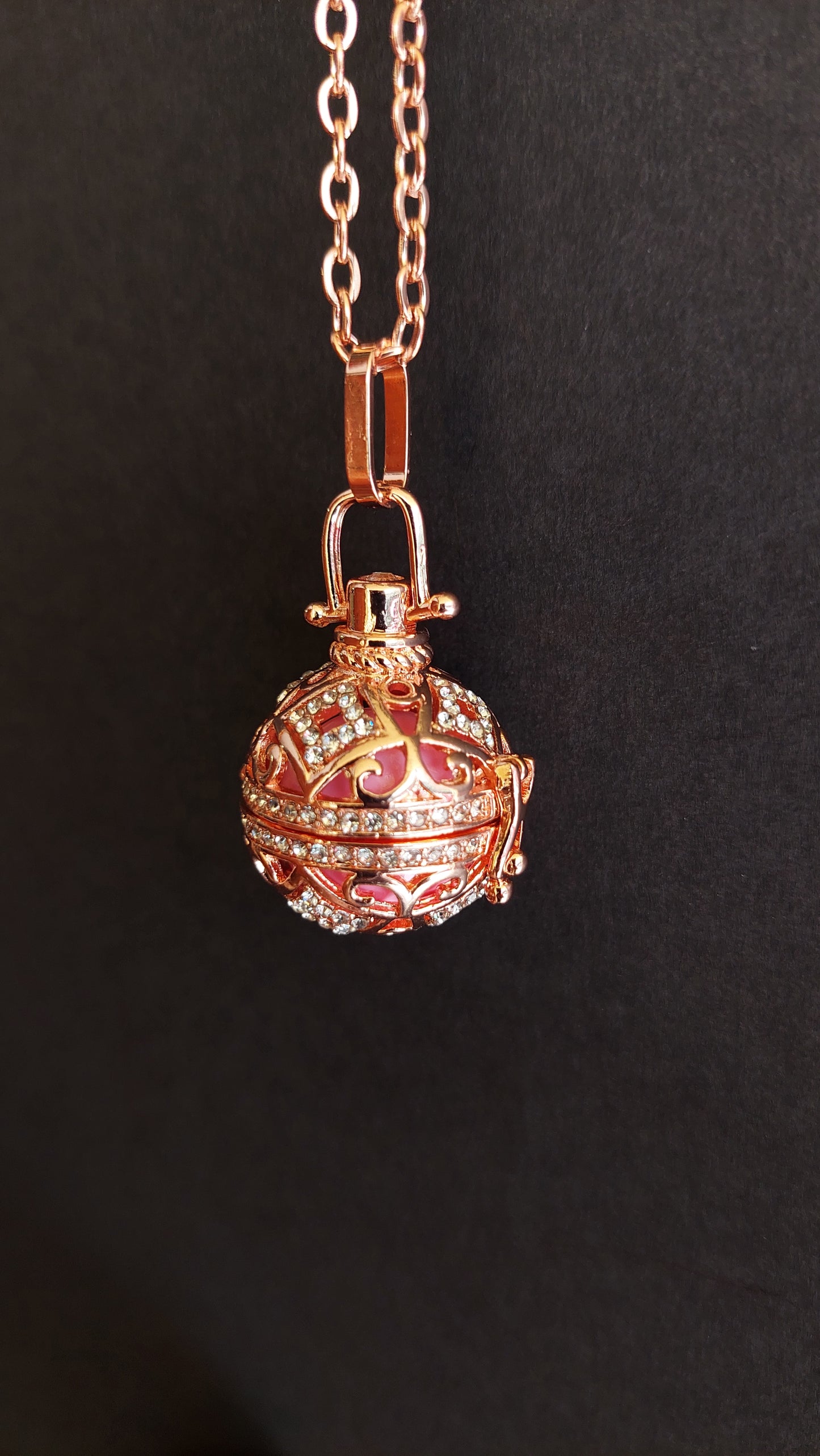 Llamador de Ángeles / Esfera ORO ROSA con Orlas y Brillantes Rosa