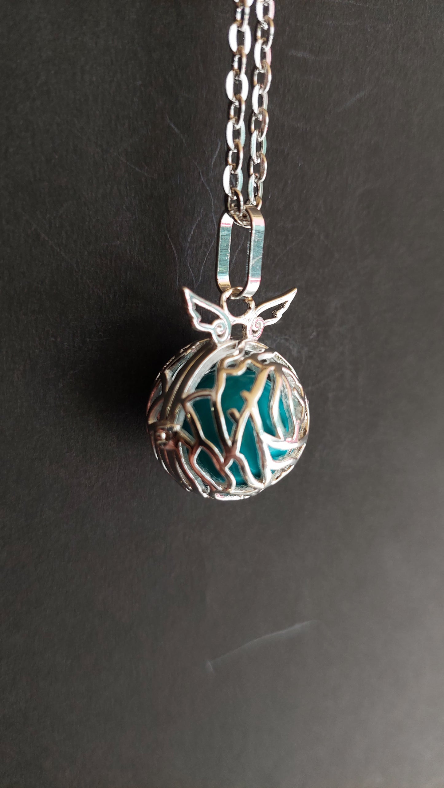 Llamador de Ángeles / Esfera con Angelito Azul Aguamarina
