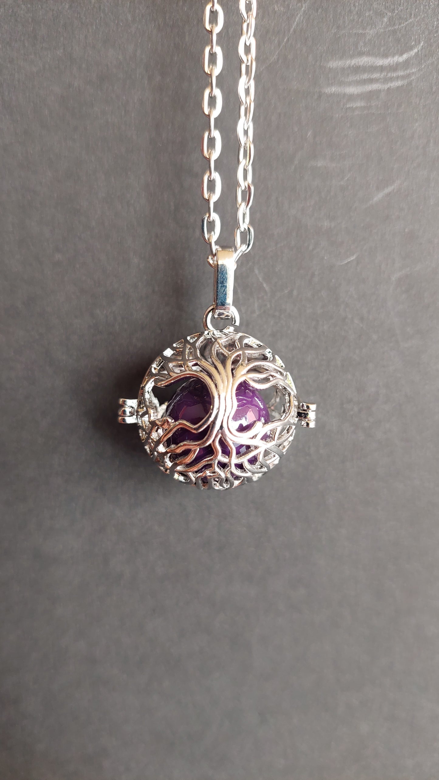 Llamador de Ángeles / Esfera con Arbol de la Vida Morado
