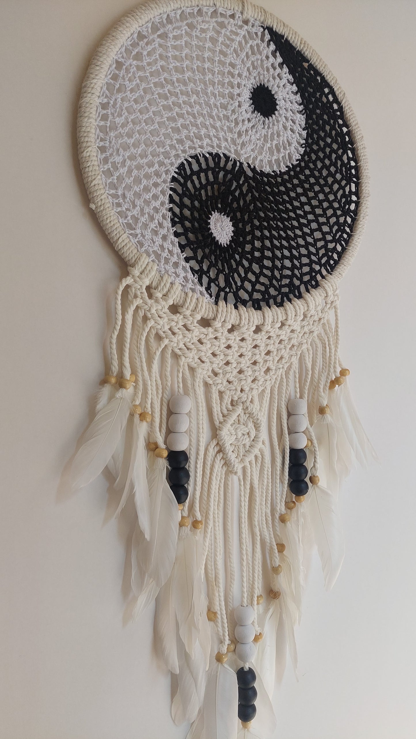 Atrapasueños MEDIANO Tejido y Macrame YIN YANG