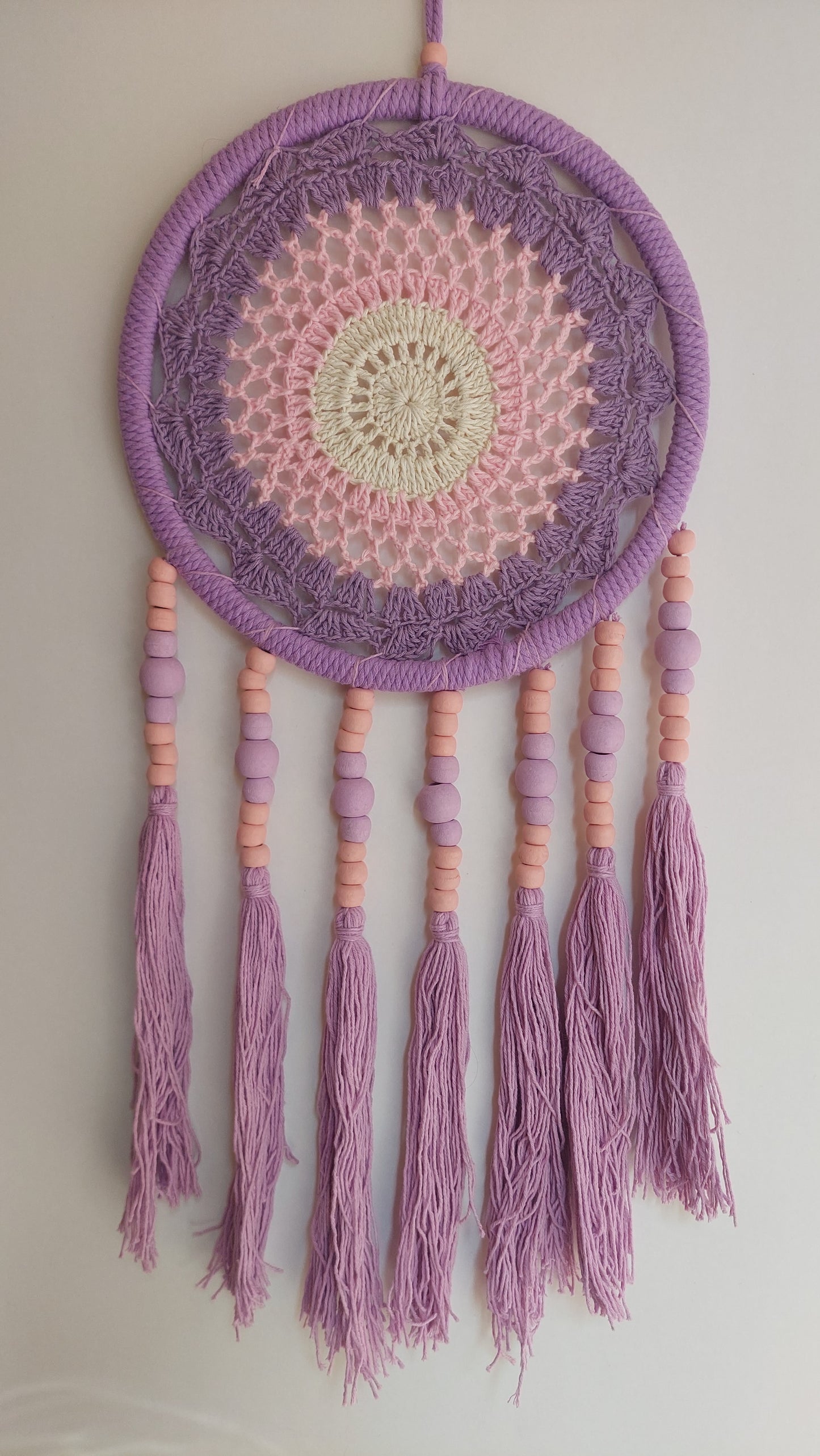 Atrapasueños Tejido y Macrame (Lila y Rosa)