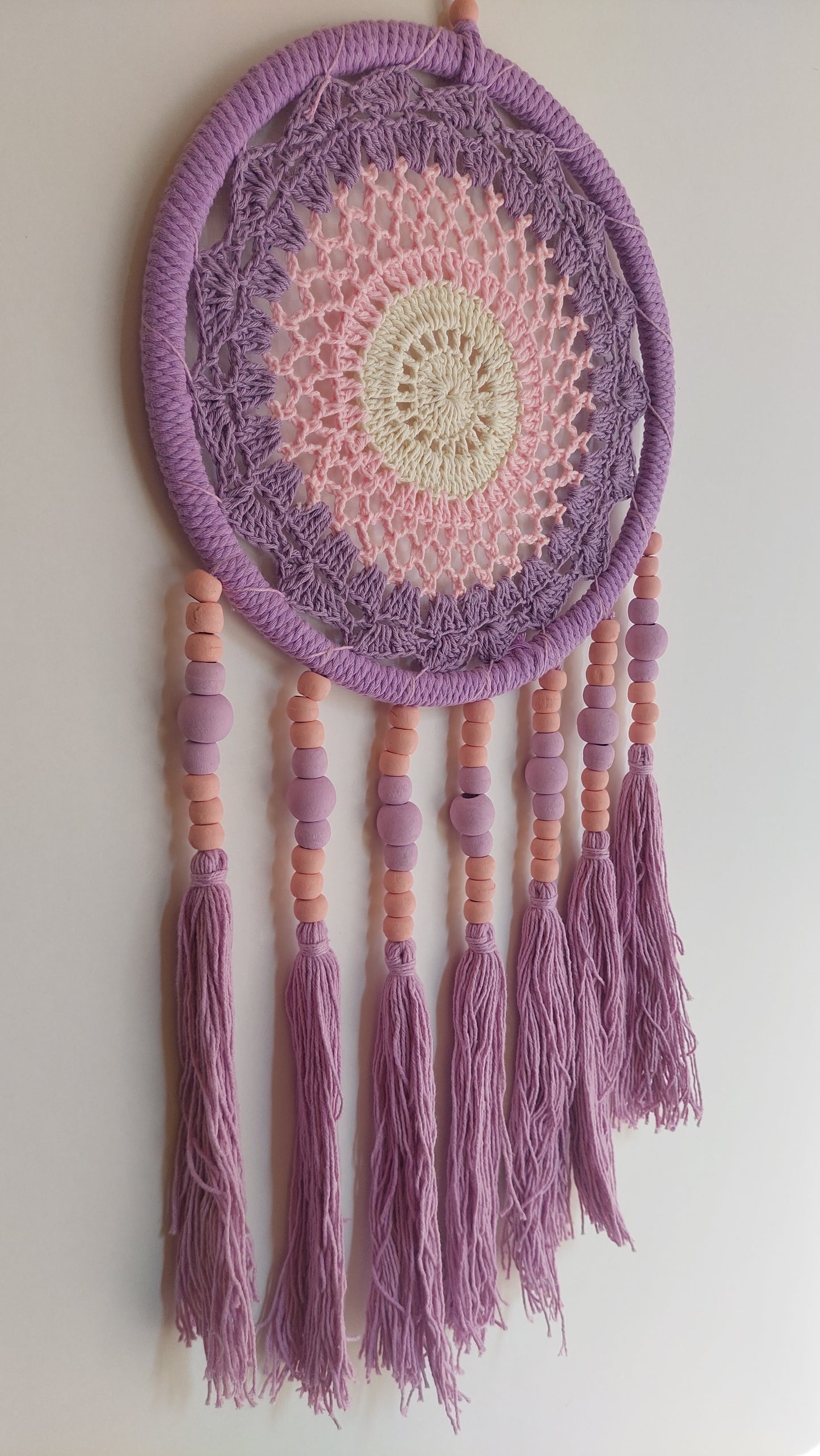 Atrapasueños Tejido y Macrame (Lila y Rosa)