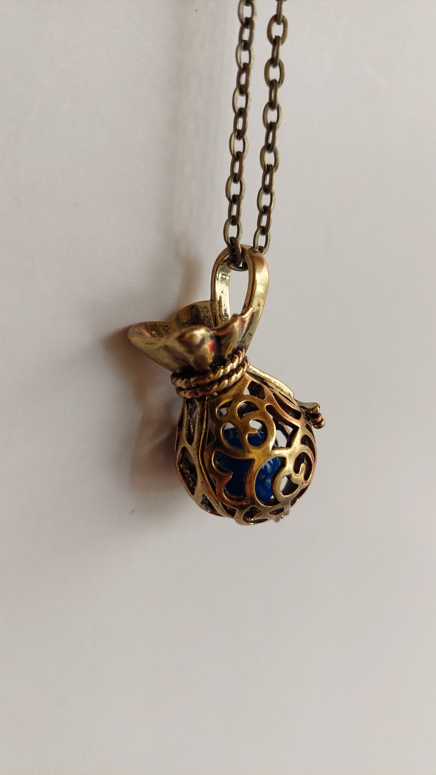 Llamador de Ángeles / Saquito de los Deseos DORADO ANTIGUO Azul