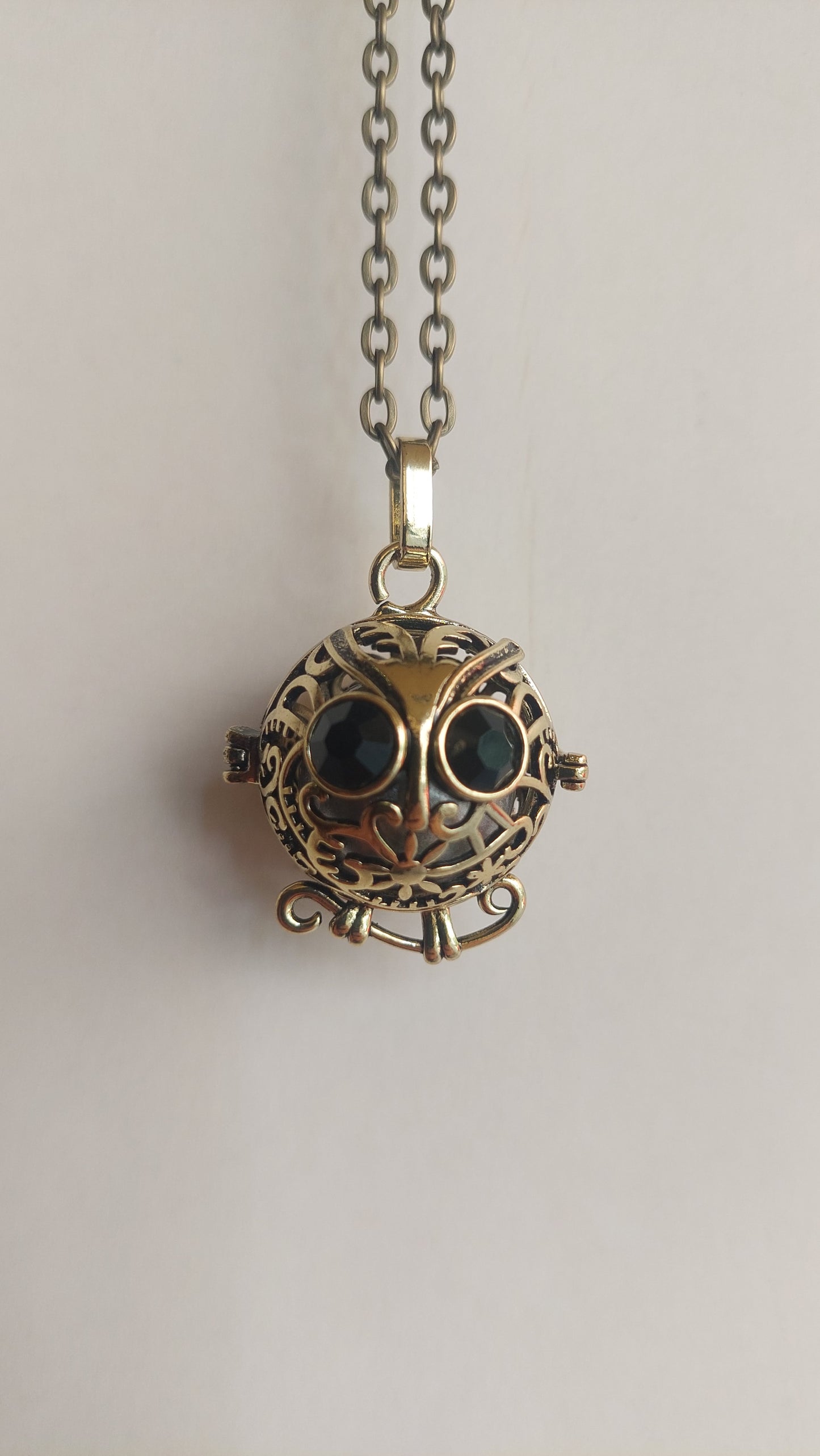 Llamador de Ángeles / Búho DORADO ANTIGUO Plata