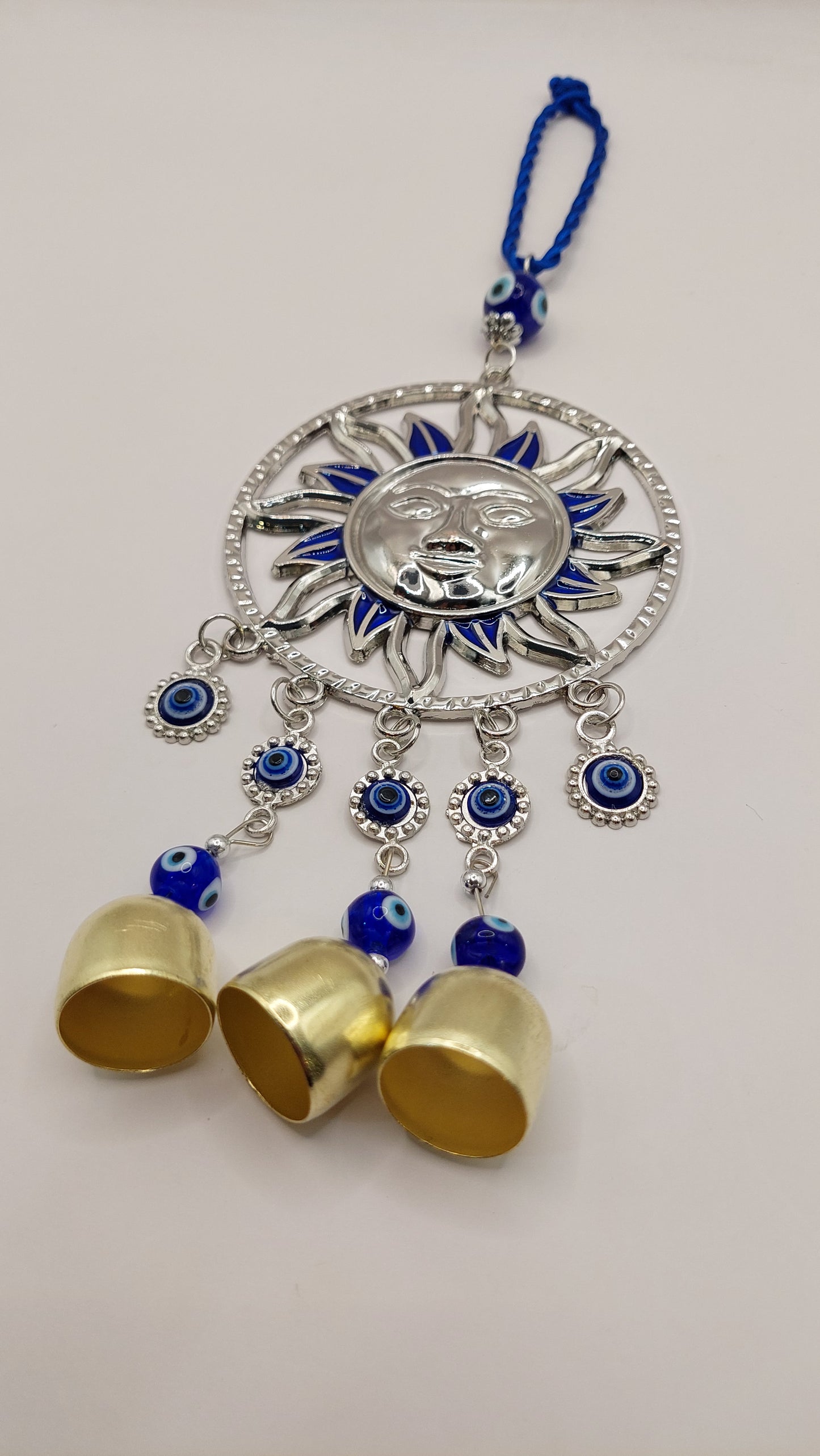 Amuleto Sol con Ojos Turcos y Campanas