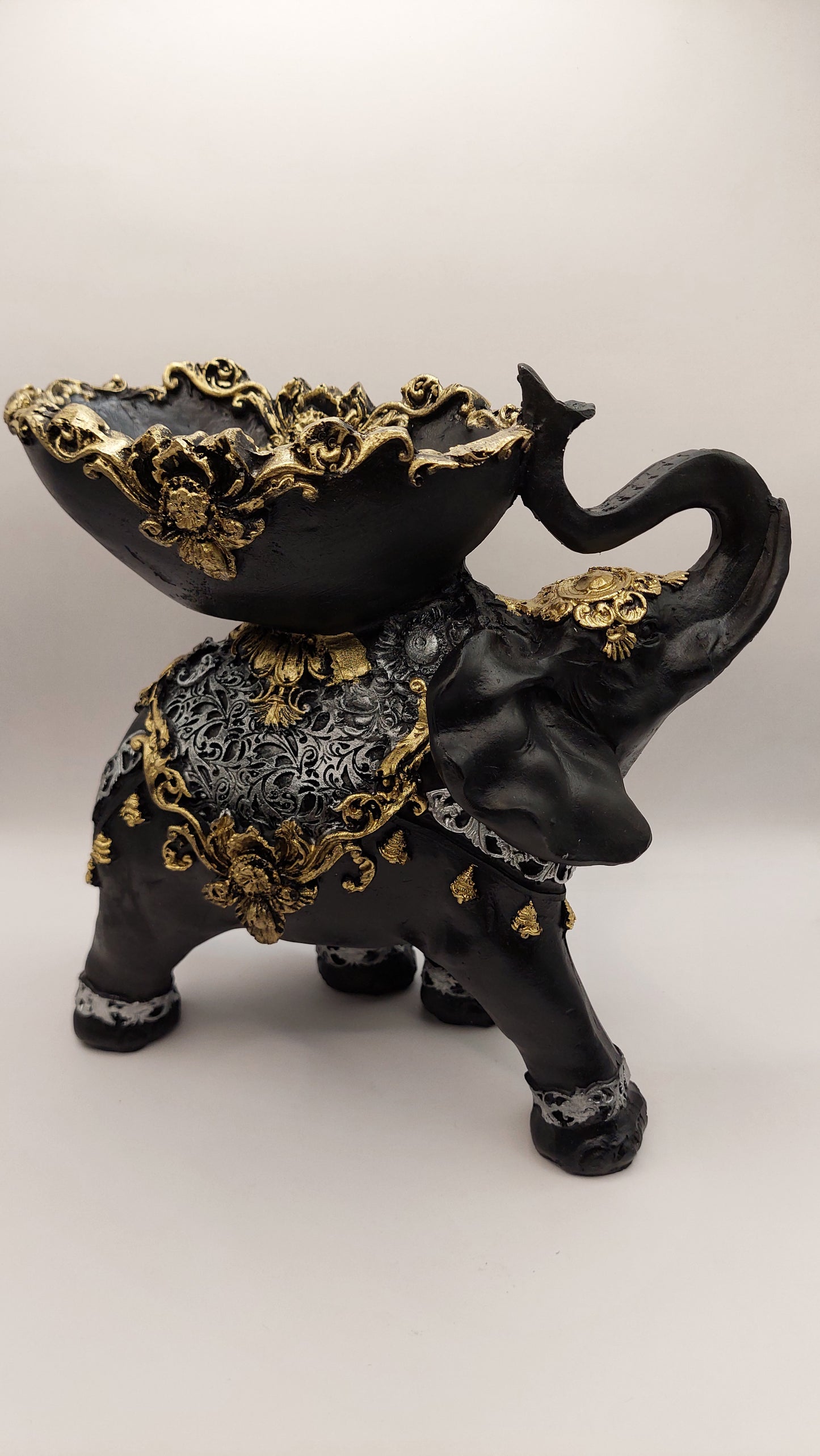 Elefante MEDIANO con Cuenco (negro)