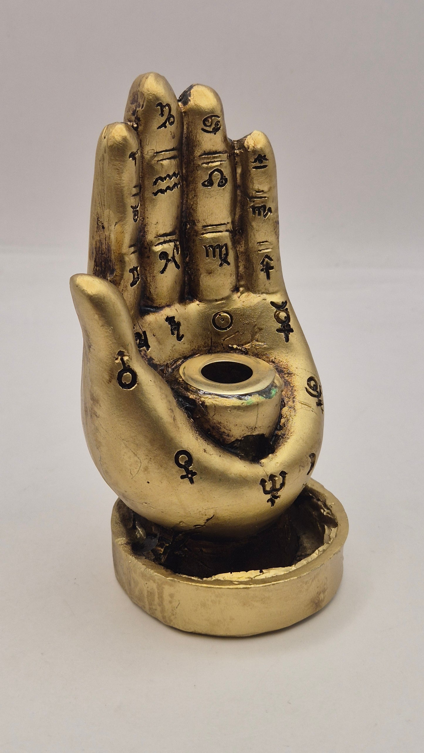 Porta Incienso Mano de Hamsa (dorada)