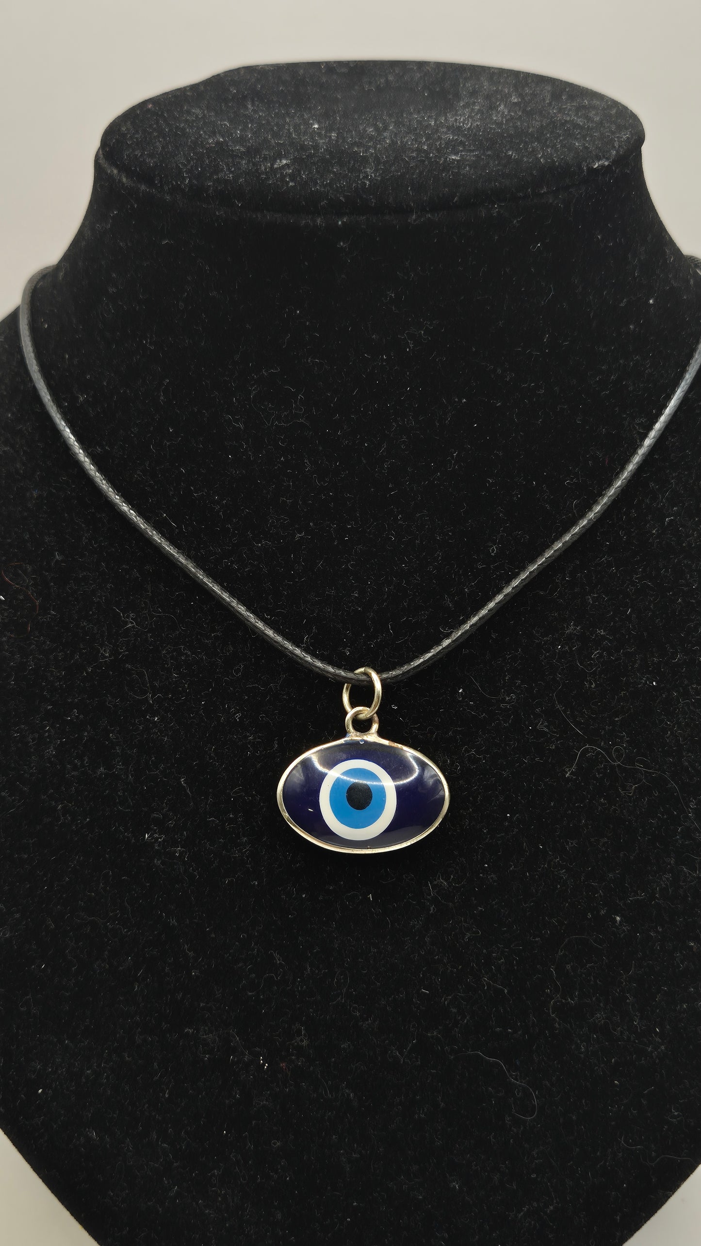 Collar dije ovalado de vidrio con Ojo Turco Azul (Copia)