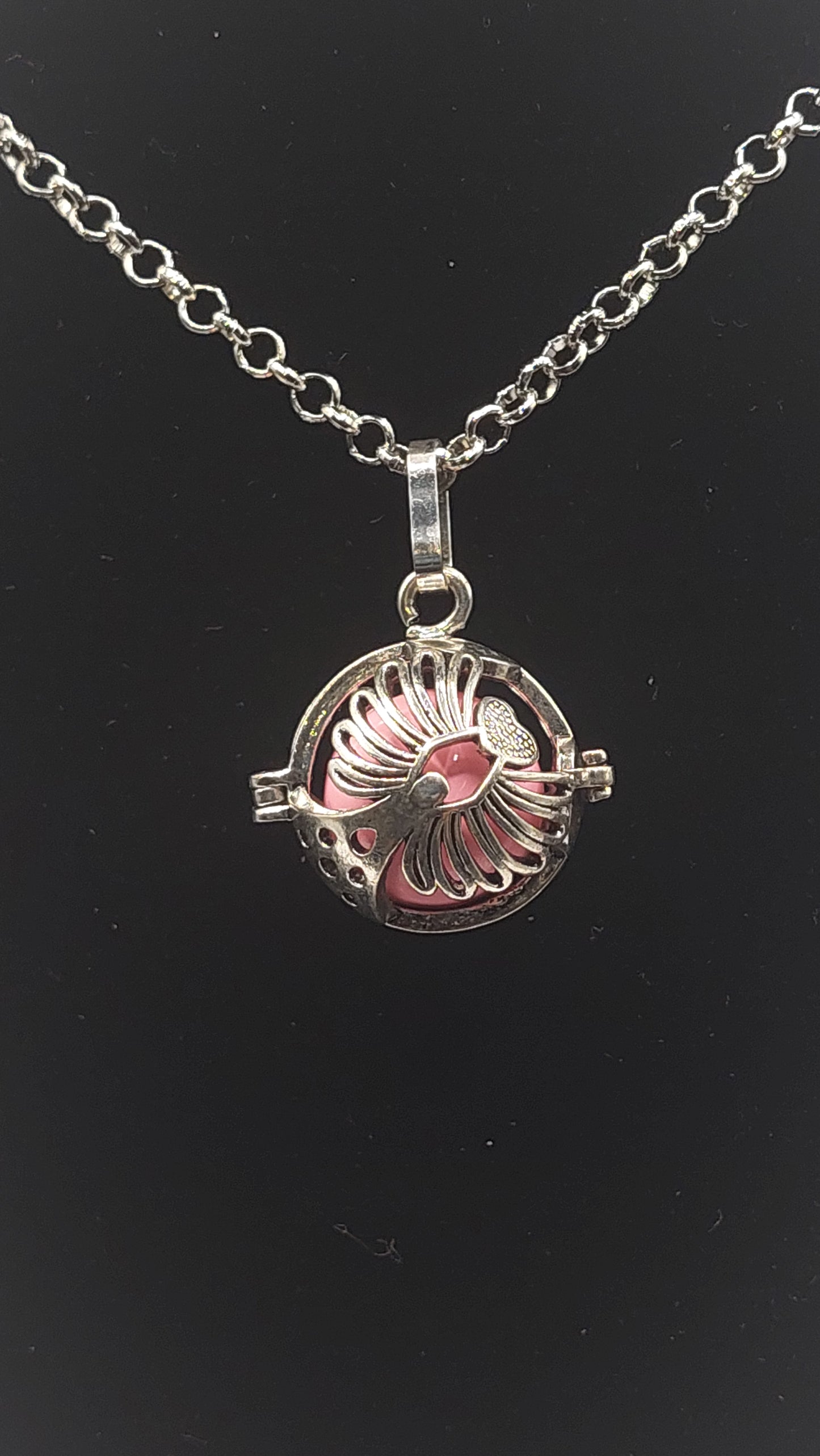 Llamador de Ángeles / Esfera con Angel Rosa