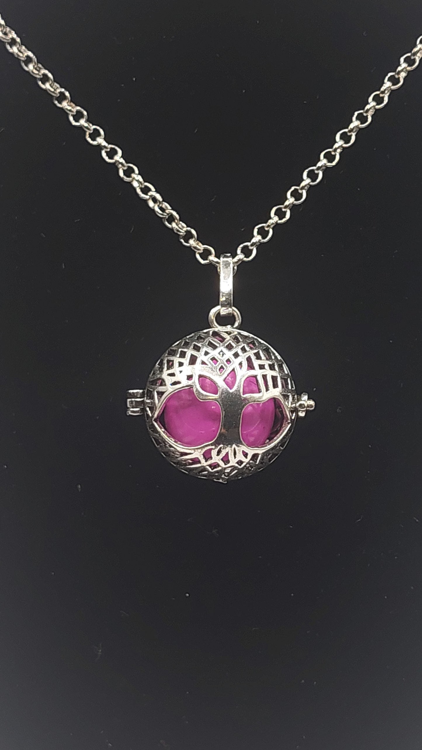 Llamador de Ángeles / Esfera con Arbol de la Vida Fucsia