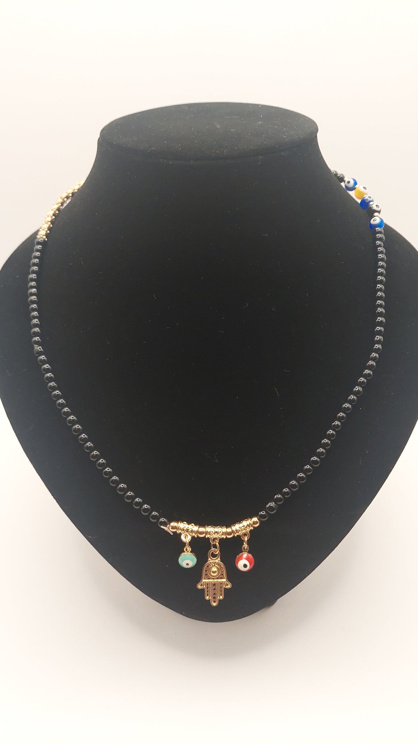 Collar con dije Mano de Fátima y Ojos Turcos