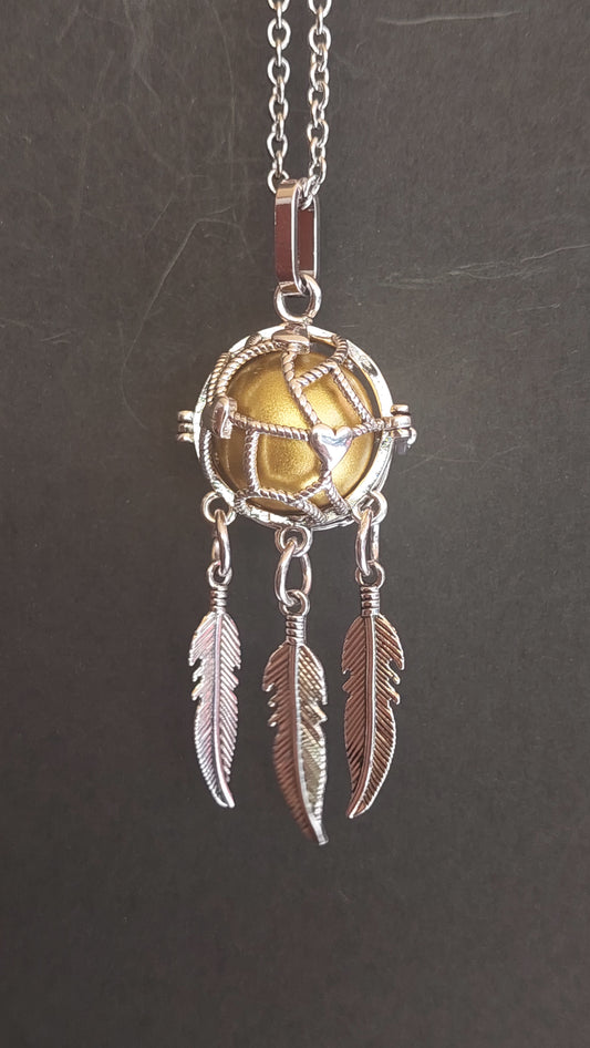 Llamador de Ángeles / Atrapasueños Malla Corazónes Oro