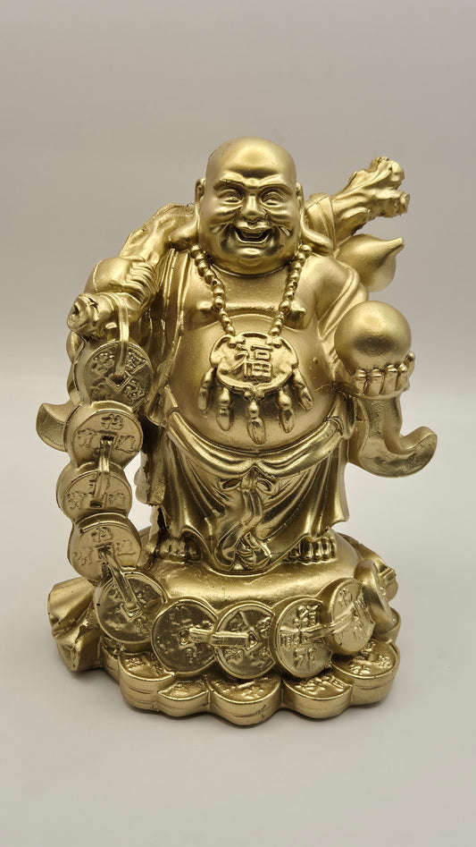 Buda Hotei con monedas (dorado)