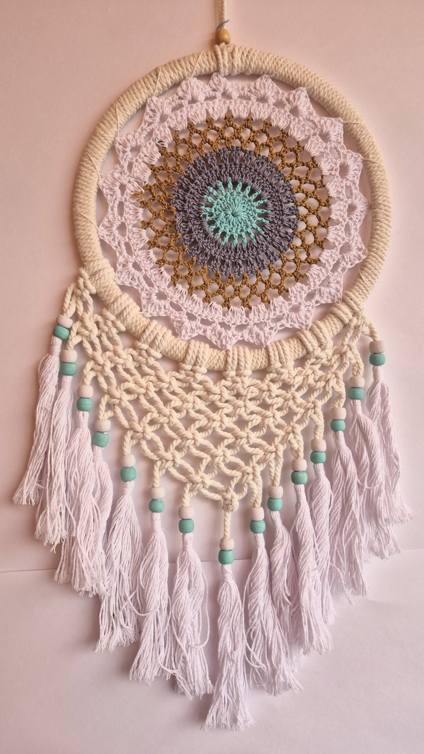 Atrapasueños en Macrame (blanco)