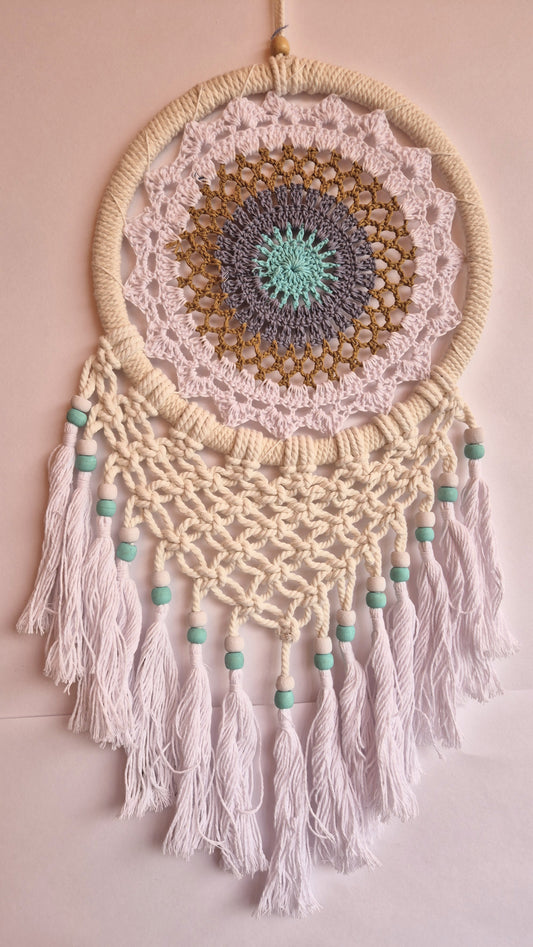 Atrapasueños en Macrame (blanco)