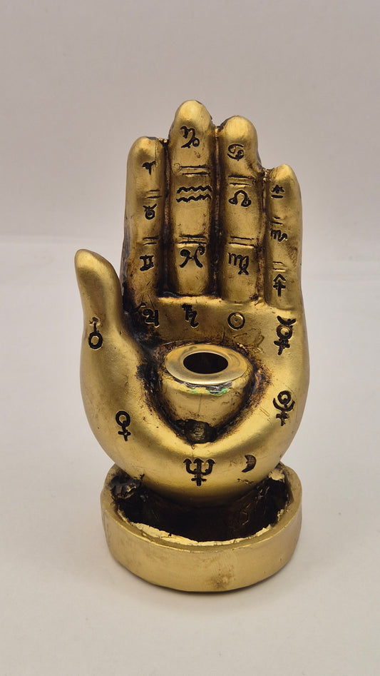Porta Incienso Mano de Hamsa (dorada)
