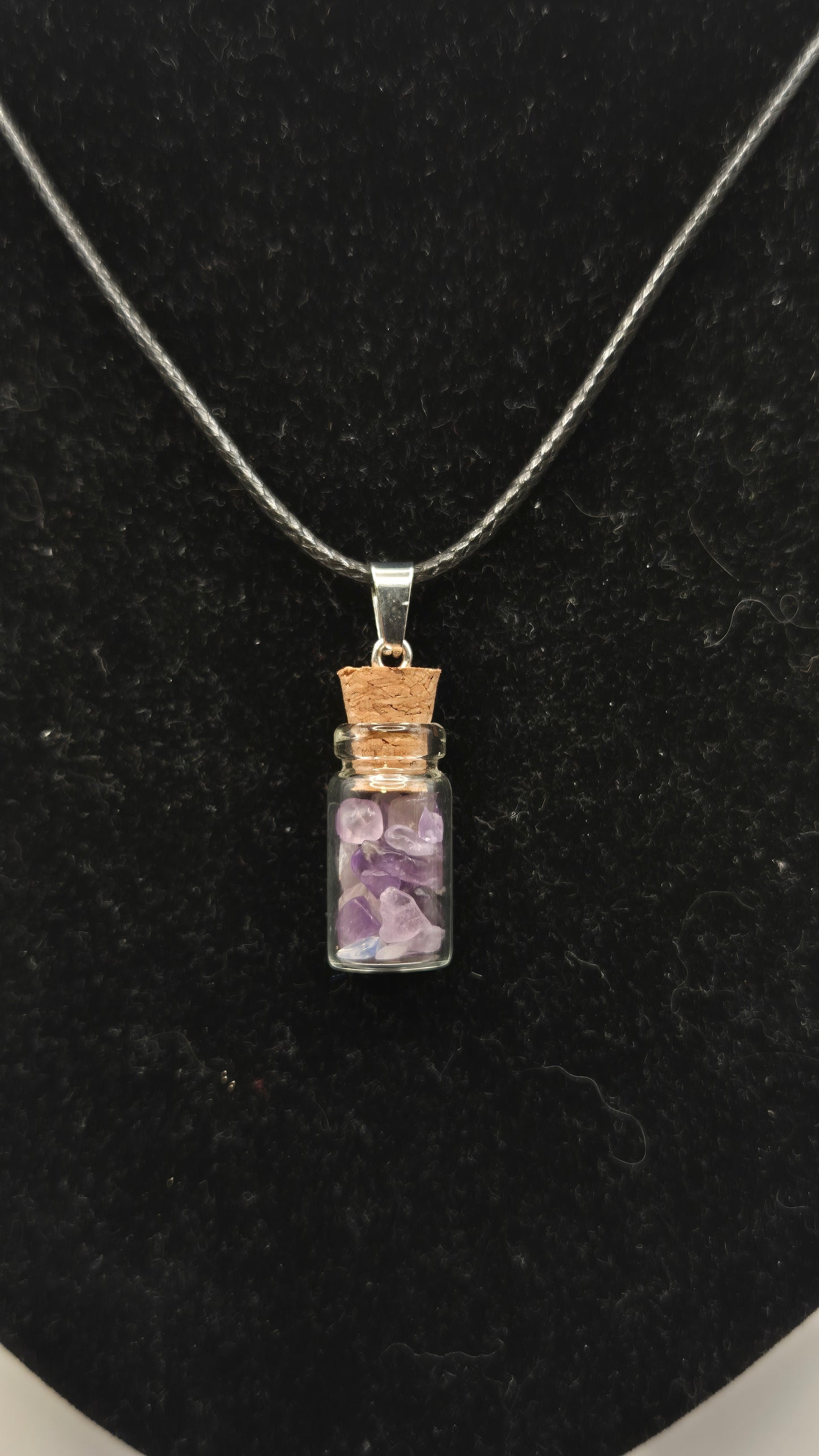 Collar botellita con cuarzos Amatistas