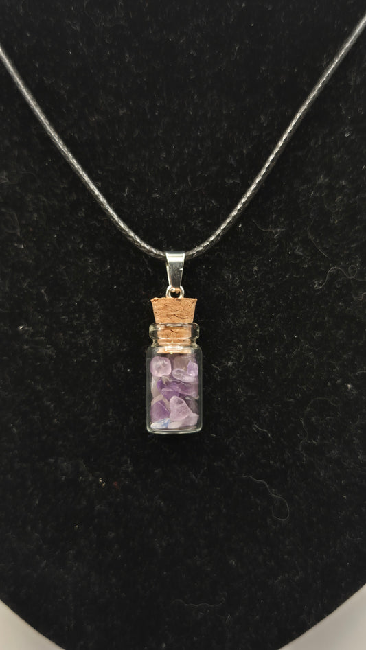 Collar botellita con cuarzos Amatistas