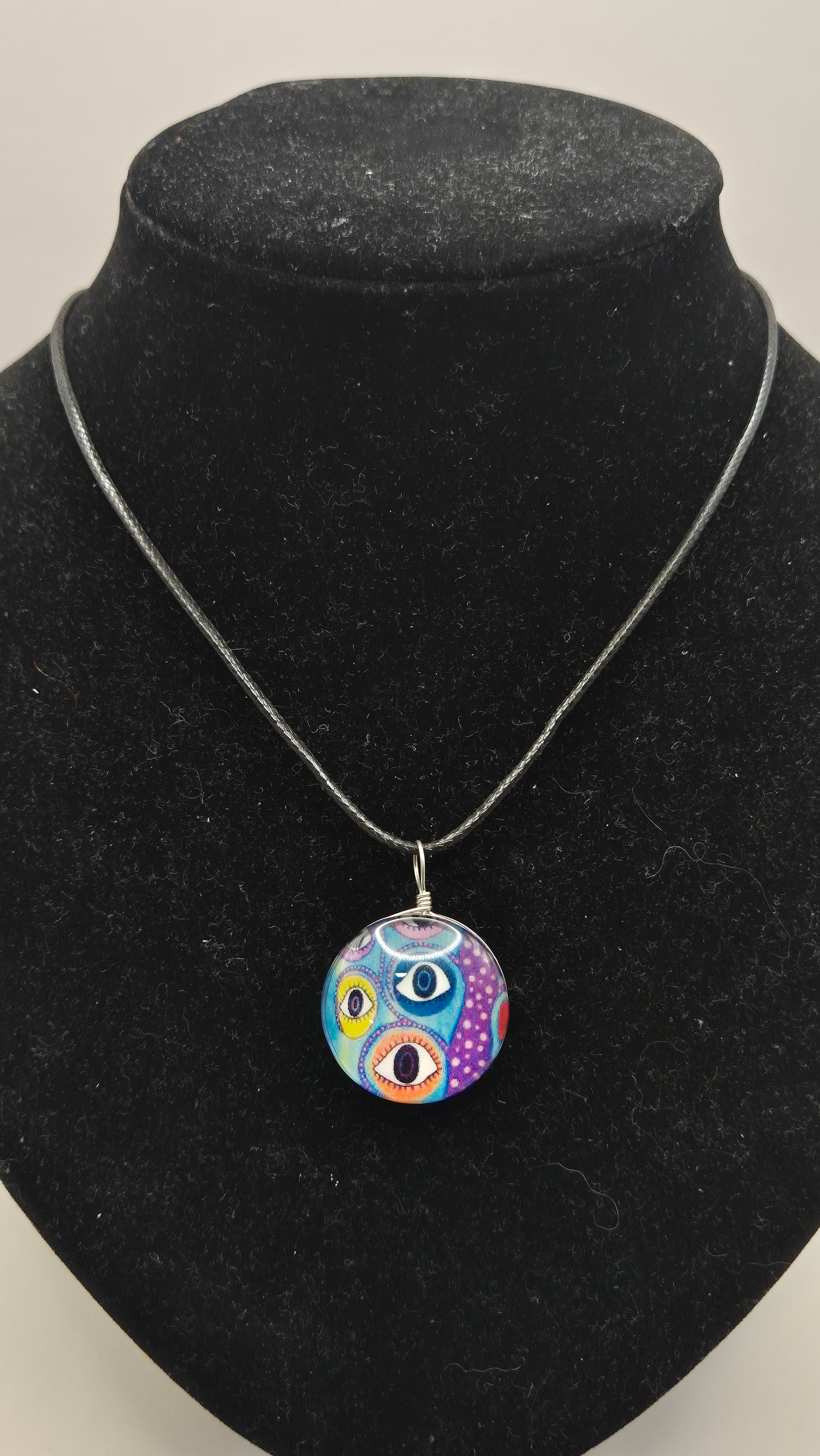 Collar dije de vidrio circular con Ojos Turcos Multicolores