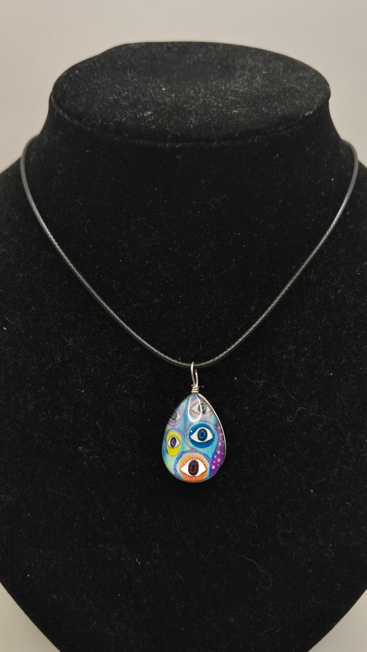 Collar dije de vidrio gota con Ojos Turcos Multicolores