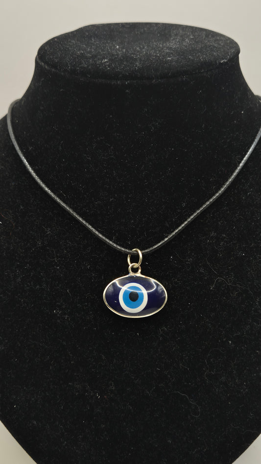Collar dije ovalado de vidrio con Ojo Turco Azul (Copia)